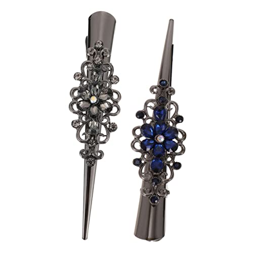 ERINGOGO 2 Stück Teiliges Retro Haarklammern für Damen Große Metall duckbill Clips in Schwarz und Blau Rutschfest Haarschonend Vielseitig für Party und Alltag Eleganter Haarschmuck für von ERINGOGO