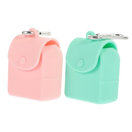 ERINGOGO 2 Stück Teiliges Silikon Münzbeutel mit Knopfverschluss Aufbewahrungstasche für Schlüssel Karten Lippenstift Tragbar Langlebig Umweltfreundlich Dekorative Kleine Geldbörse in Grün von ERINGOGO