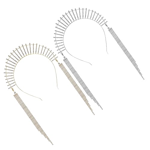 ERINGOGO 2 Stück Teiliges Strass Krone Stirnbänder mit Quaste Glitzernder Kopfschmuck für Damen Elegant für Hochzeit Geburtstag Festival Vielseitiger Haarschmuck als Tiara Headpieces von ERINGOGO
