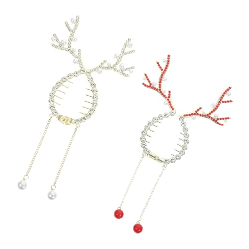 ERINGOGO 2 Stück Weihnachtliche Haarspangen Teilig mit Rentiergeweih Metall Haarklammern für Dünnes Haar Fester Sitz Geeignet für Dutt und Ponytail Festliche Haarklammern Damen Mädchen von ERINGOGO
