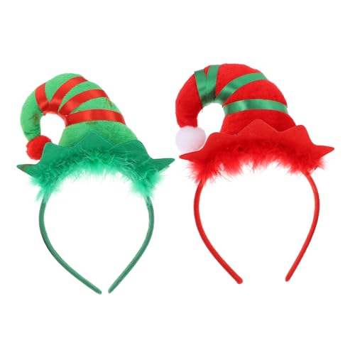 ERINGOGO 2 Stück Weihnachtlicher Haarreif Teilig mit Glöckchen und Federn Kreative Elfenhut Kopfbedeckung für Karneval Kostüm und Festtagsfeiern Langlebiger Rahmen für Erwachsene von ERINGOGO