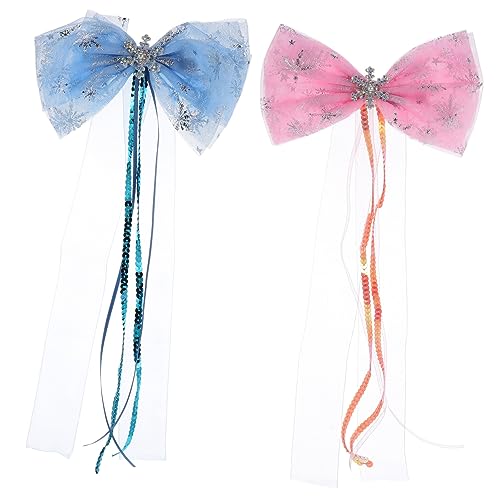 ERINGOGO 2 Stück Weihnachts Schneeflocken Haarclips mit Schleifen Niedliche Haarnadeln für Mädchen Haaraccessoires in Blau für Festliche Anlässe von ERINGOGO