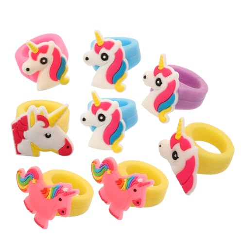 ERINGOGO 20 Stck Teiliges Unicorn Ringe aus Flexiblem Silikon Bunte Finger Ringe für Mädchen Verstellbare Kinderschmuck Accessoires für Geburtstag Party Mitgebsel und Cosplay von ERINGOGO