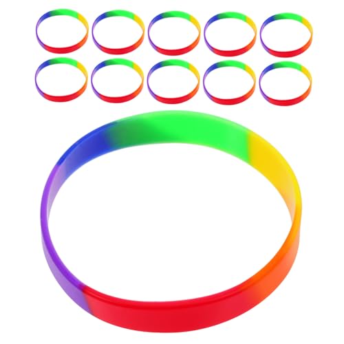 ERINGOGO 20 Stück Teiliges Bunte Silikonarmbänder für Pride Month Flexible Langlebige Lgbt Freundschaftsarmbänder Inklusives Design für Party und Cosplay Kinderfreundlich Bequemer Sitz von ERINGOGO