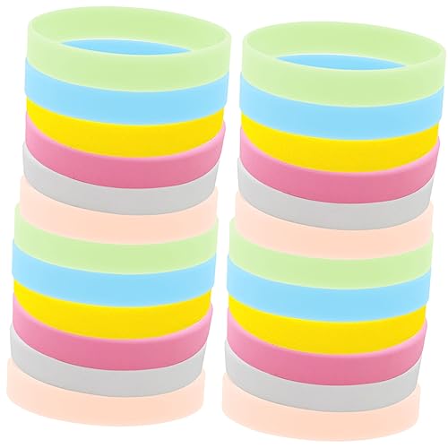 ERINGOGO 24 Stück Teiliges Leuchtende Silikon Armbänder Nachtleuchtende Gummiarmbänder in Farben Party Accessoires für Erwachsene Fluoreszierende Armbänder für Dunkelheit Partygeschenke von ERINGOGO