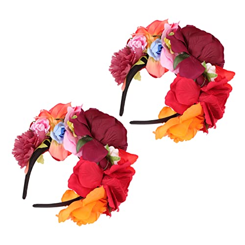 ERINGOGO 2stücke Haarband Mit Blumen-design Simulation Rosen Stirnband Blumen Haarreifen Für Frauen Foto Requisite Langlebig Und Angenehm Zu Tragen von ERINGOGO