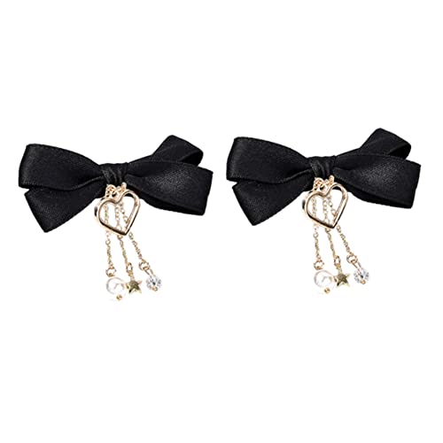 ERINGOGO 2stücke Haarschleifen Haarspangen Für Mädchen Schwarz Mit Quasten Und Sternen Perfektes Haaraccessoire Für Geburtstagsfeiern Weihnachten Und Neujahrsfeiern von ERINGOGO