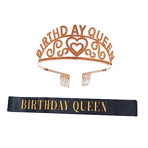 ERINGOGO 2stücke Teiliges Set Geburtstag Mit Glitzer Und Schärpe Für Mädchen Rhinestone Krone Und Party-etikette Gürtel Dekoration Für Geburtstagsfeiern Und Besondere Anlässe von ERINGOGO
