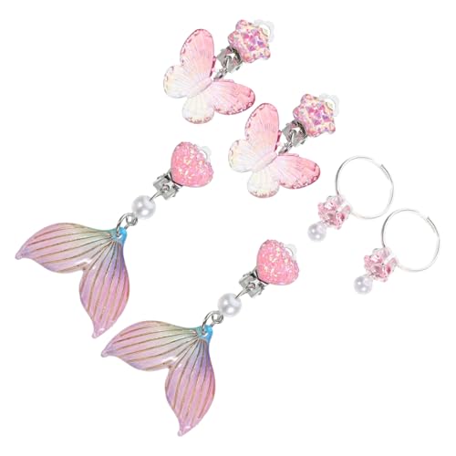 ERINGOGO 3 Paare Mädchen Ohrclips Ohne Ohrloch Cute Clip Ohrringe Ohrschmuck Bunte Ohrklemmen Geschenkset Komfortabel Leicht Tragbar Für Geburtstagsfest Weihnachten von ERINGOGO