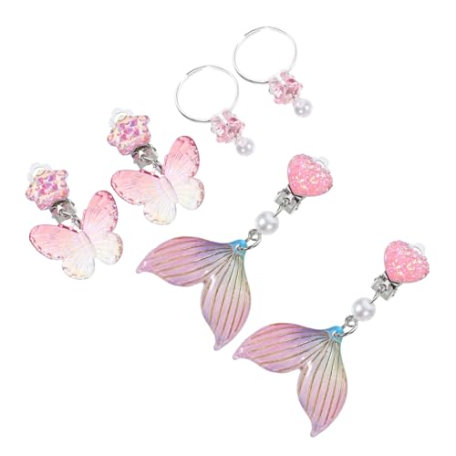 ERINGOGO 3 Paare Mädchen Ohrclips Ohne Ohrloch Niedlich Ohrschmuck Clips Bunte Farben Leicht Ausziehbar Ohrdekoration von ERINGOGO