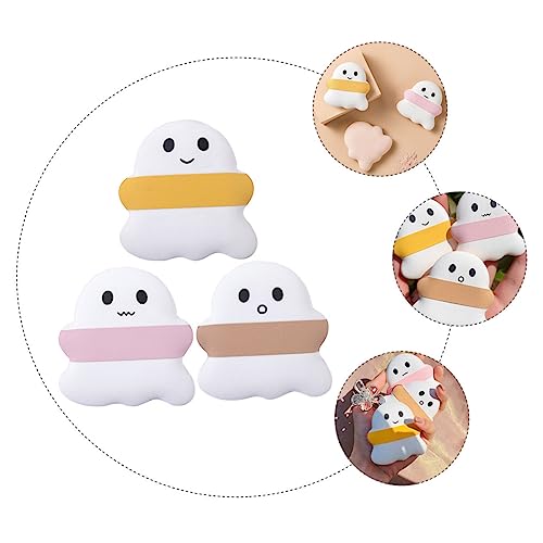 ERINGOGO 3 Stck Make up puderquaste Gesichts powder puff Ghost form Trocken und Nass Verwendbar Sanfte Textur für Hauttypen Tragbar für Damen und Mädchen Farbig Sortiert Rosa Gelb Braun von ERINGOGO