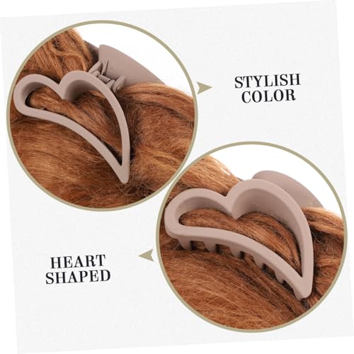 ERINGOGO 3 Stück Große Matte Herz Haarspangen Rutschfeste Mittelgroße Haarklammern für Frauen Haarkrallenclips in Puderton Khaki und Vielseitig für Alltag und Beauty Routine von ERINGOGO