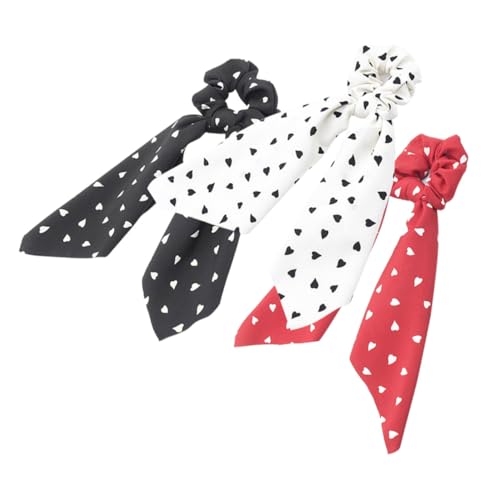 ERINGOGO 3 Stück Haargummis mit Herzmotiv Elastische Haarschleifen aus Strapazierfähigem Material Dekorative Haarschmuckbänder in und Rot für Mädchen und Damen für Alltag und von ERINGOGO
