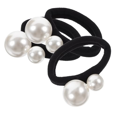 ERINGOGO 3 Stück Perlen Haargummis Elastische Pferdeschwanz Halter Damen und Mädchen Modischer Haarschmuck Stilvoller Perlen Haarband für Sicheren und Alltagsschmuck von ERINGOGO
