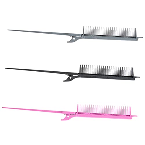ERINGOGO 3 Stück Rattenschwanzkämme Haarkamm Für Professionelles Haarstyling Feinzahn Stielkamm in Grau Rosa Und Schwarz Für Salon Und Zuhause Haarzubehör Für Damen Und Herren Zum von ERINGOGO
