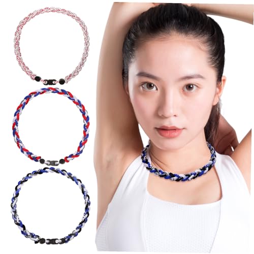 ERINGOGO 3 Stück Teiliges Baseball Halsketten Geflochtene Robuste Seilhalsketten für Herren Sportliche Halsketten in Rot creme Dunkelblau und Rot weiß blau Geschenk für Baseballfans und von ERINGOGO