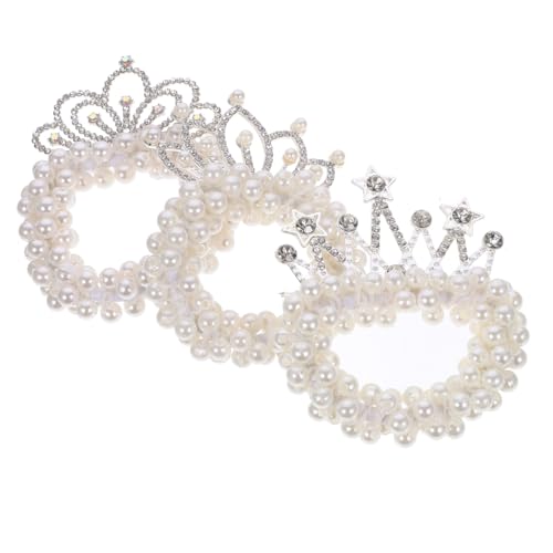 ERINGOGO 3 Stück Teiliges Haargummis mit Perlen Elastische Haargummis für Mädchen Krone Design für Partys und Besondere Anlässe von ERINGOGO