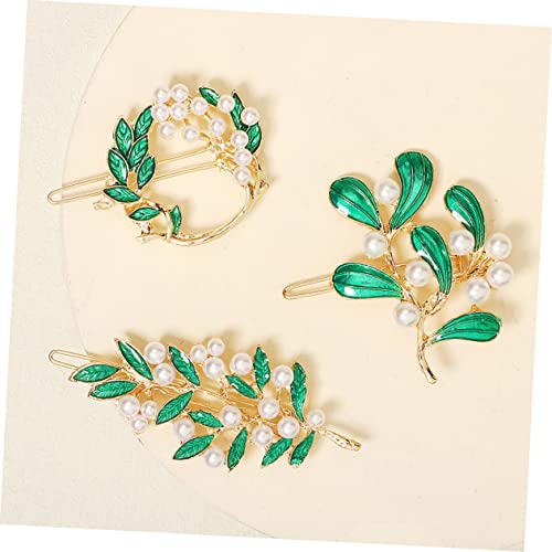 ERINGOGO 3 Stück Teiliges Haarschmuck mit Perlen und Blattdesign Langlebige Legierung Haarspangen für Mädchen Haar Accessoires für Hochzeit Party und Alltag Stilvolle Haarklammern von ERINGOGO