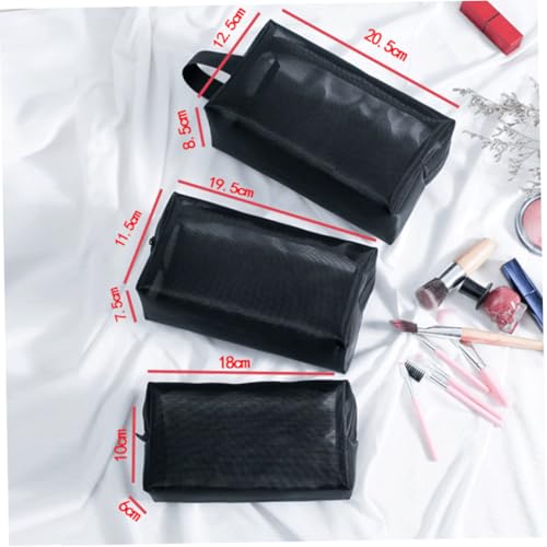 ERINGOGO 3 Stück Teiliges Kosmetiktaschen Strapazierfähigem Mesh mit Reißverschluss Große Mittlere und Kleine Tragbar für Damen und Mädchen als Schmink Reise kulturbeutel von ERINGOGO