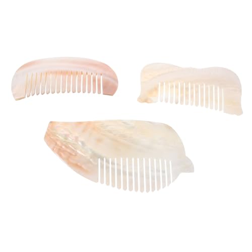 ERINGOGO 3 Stück Teiliges Natürliche Muschelhaarkämme Fein Gezahnt Handgefertigt Leicht Vielseitig für Damen Mädchen Glattes Dickes Welliges Haar Nass oder Trocken als und Dekoration von ERINGOGO