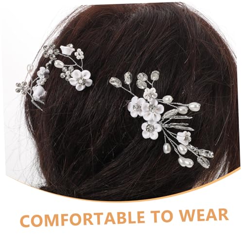ERINGOGO 3 Stück Teiliges Resin Perlen Haarnadeln mit Funkelnden Strasssteinen Blumige Braut Haarspangen Leicht und Komfortabel Eleganter Hochzeitsschmuck für Frauen und Mädchen von ERINGOGO