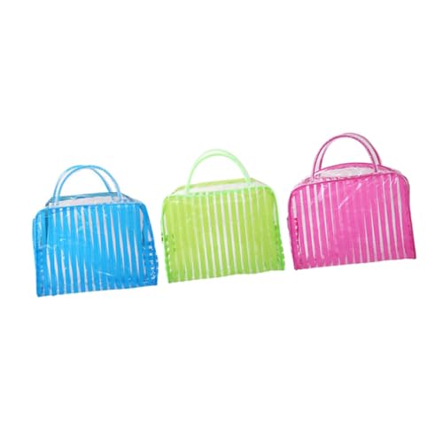 ERINGOGO 3 Stück Transparente wasserdichte PVC Kosmetiktasche mit Großem Öffnungsdesign Robuster Kulturbeutel für Damen Reise Make Up Organizer in Rot Grün und Blau für Camping und von ERINGOGO