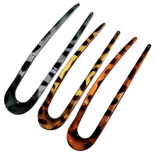 ERINGOGO 3 Stück U Förmige Haarnadeln aus Acetat für Haarknoten Chinesischer Stil Glatte Rundzinken Haarspangen für Damen Geeignet für Klassische Dutts und Traditionelle Frisuren von ERINGOGO