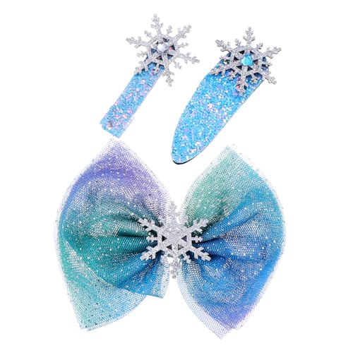 ERINGOGO 3 Stück Weihnachtliche Haarspangen Schneeflocken Design mit Schleifenknoten Modische Haarnadeln für Frauen und Mädchen Festlicher Haarschmuck in Blau Zuverlässiger Sitz für von ERINGOGO