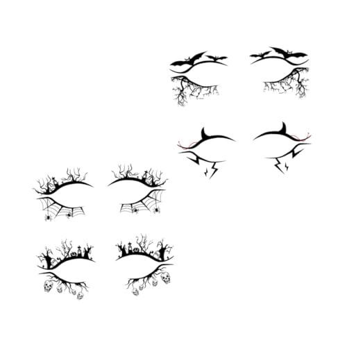 ERINGOGO 4 Paare Halloween Eyeliner Aufkleber Selbstklebend Spinne Fledermaus Design Dekorative Augen Make Up Sticker Party Zubehör von ERINGOGO