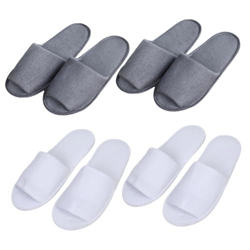 ERINGOGO 4 Paare Herren Einweg Faltbare Slipper Weiß Leichte Atmungsaktive Hotelslipper mit Offenem Zehenbereich für Reisen Spa und Gäste Komfortable Tragbare Hausschuhe von ERINGOGO
