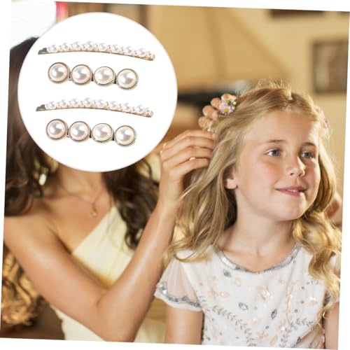 ERINGOGO 4 STÜCKE Handgefertigte Perlen Haarklammern Braut Haarspangen Elegant Leicht für Hochzeit Party Brautschmuck Bang Clip Haarschmuck Damen Mädchen von ERINGOGO