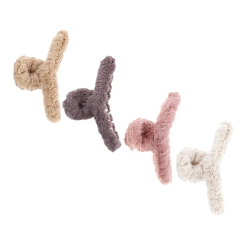 ERINGOGO 4 STÜCKE Teiliges Plüsch Haarklammern Große Weiche Haarclips für Dickes Haar Damen Mädchen Flauschiger Haarschmuck Rutschfest und Langlebig für Alltag und Reise von ERINGOGO