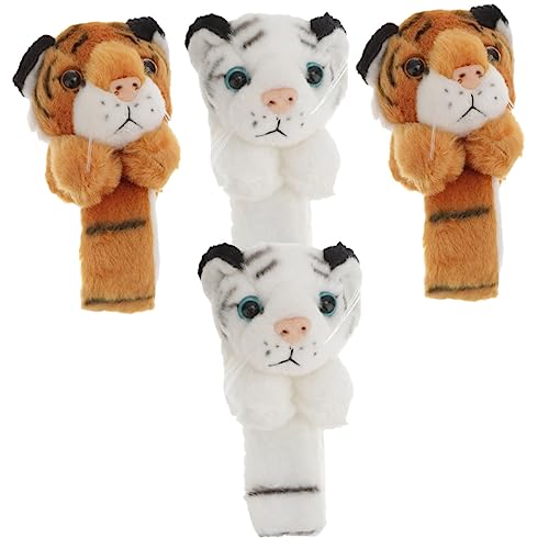 ERINGOGO 4 Stck Teiliges Slap Bracelet Plüsch Kuscheltier Armband mit Weißem und Gelbem Tigermotiv Weiche Stofftier Schnapparmbänder Leicht Langlebig und Bequem für Partys und Alltag von ERINGOGO