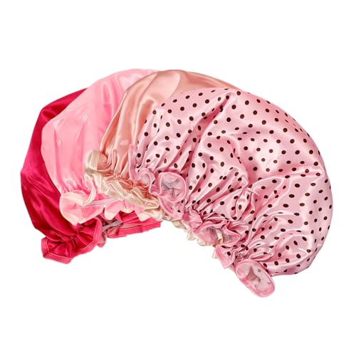 ERINGOGO 4 Stück Doppellagige Wasserdichte Badehauben mit Elastischem Atmungsaktive Badekappen für Dusche Spa und Haarschutz Wiederverwendbar Leicht und Kompakt für Damen und Herren von ERINGOGO