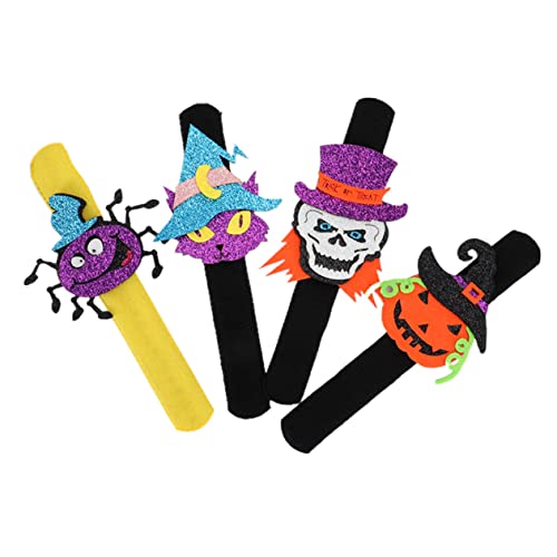ERINGOGO 4 Stück Halloween Slap Armbänder Kürbis Fledermaus Design Party Leicht Anzulegen für Jugendliche von ERINGOGO