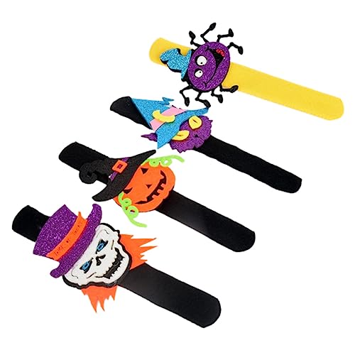 ERINGOGO 4 Stück Halloween Slap Armbänder Party Deko Kürbis Fledermaus Schnapparmband Leicht Sicher Fasching Karneval von ERINGOGO