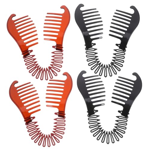 ERINGOGO 4 Stück Kunststoff Bananen Haarclips Haarspangen für Damen Pferdeschwanz Halter und Haarzubehör Schwarz Kaffee für Jede Frisur und von ERINGOGO
