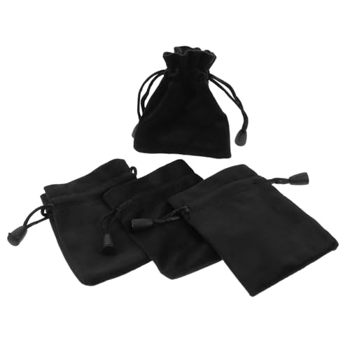ERINGOGO 4 Stück Samt Kordelzugbeutel Für Geschenke Kleine Schmucktaschen Für Hochzeit Party 8x10cm Schwarz Elegante Aufbewahrung Für Würfel Kleinigkeiten Für Festivals Und Feiern von ERINGOGO