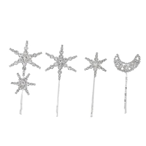 ERINGOGO 4 Stück Teiliges Alloy Haarspangen mit Stern und Mond Design Glitzernde Strasssteine Haarschmuck für Damen und Mädchen Robust und Hitzebeständig Modische Haarklammern für Alltag von ERINGOGO