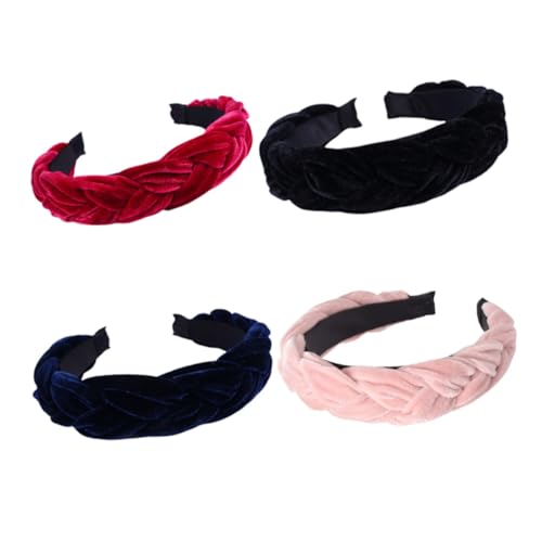 ERINGOGO 4 Stück Teiliges Damen Haarreifen aus Weichem Breites Gekreuztes Haarband für Eleganten Look Komfortables Stirnband für Alltag Sport und Freizeit Farblich Gemischtes von ERINGOGO