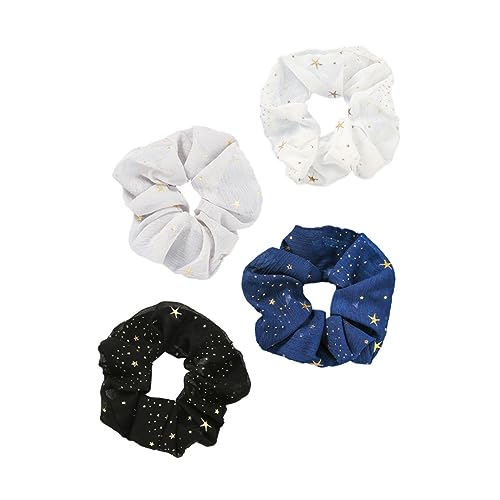 ERINGOGO 4 Stück Teiliges Elastische Haargummis mit Elegantem Stern Design Haarschleifen aus Chiffonstoff Bequem und Vielseitig für Damen und Mädchen als Stilvolles Haaraccessoire von ERINGOGO