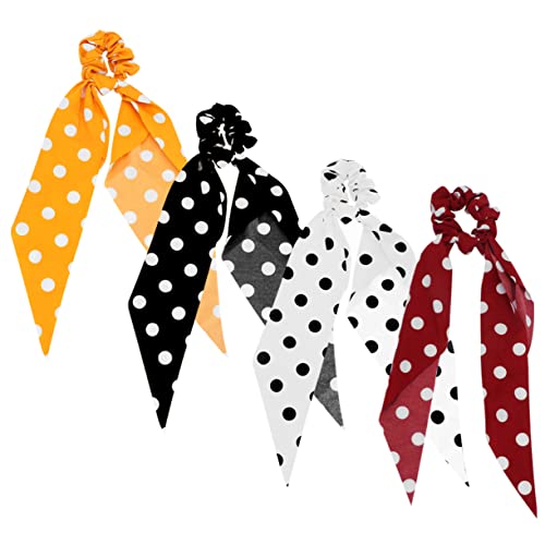 ERINGOGO 4 Stück Teiliges Elastische Haargummis mit Gepunktetem Band Langlebig und Dehnbar Haarschleifen für Damen als Haarbänder für Ponytails und Alltagsschmuck Zufällige Zufällige Farbe von ERINGOGO