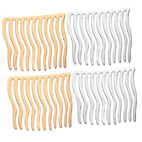 ERINGOGO 4 Stück Teiliges Feiner Metall haarkämme für Damen Flexible Seitenkämme in Gold und Silber Leicht Langlebig für Hochzeit Party Alltag Passend für Dünnes Lockiges und Dickes Haar von ERINGOGO