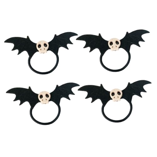 ERINGOGO 4 Stück Teiliges Haargummis Mädchen Schädel Fledermaus Design Elastische Haarringe Weiches Material Langlebig Bequem Geeignet für Verschiedene Frisuren und Alltag von ERINGOGO