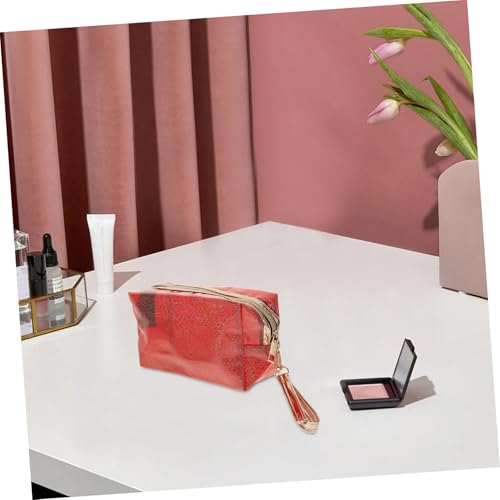ERINGOGO 4 Stück Teiliges Holographische Kosmetiktasche Reise kulturbeutel Transparent Makeup Organizer Große Kapazität Tragbare Schminktasche in Rot Blau Silber von ERINGOGO