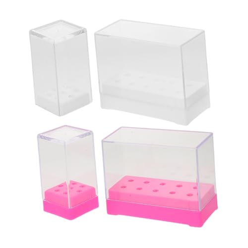ERINGOGO 4 Stück Teiliges Maniküre Werkzeug Organizer aus Langlebigem Keramik und Wolframstahl Professioneller Nagelbohrer Aufbewahrungsbox mit Transparentem Display für Nagelstudio von ERINGOGO