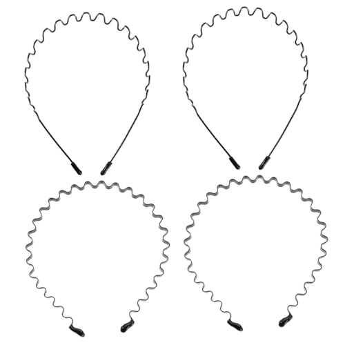ERINGOGO 4 Stück Teiliges Metall Haarband Wellenförmig Unisex Kopfband Stretchbar Leicht Für Make Up Waschen Sport Party Alltag Damen Herren von ERINGOGO