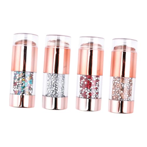 ERINGOGO 4 Stück Teiliges Nagel Stamper mit Bunten Glänzenden Strasssteinen Doppelseitiger Silikon Stempel für Nail Art Stamping Geeignet für DIY Nageldesign und Nail Supplies von ERINGOGO