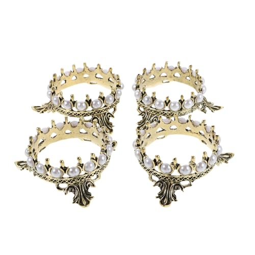 ERINGOGO 4 Stück Teiliges Vintage Pinselhalter mit Perlenverzierung Stabiler Nagel Pinsel Organizer für Maniküre Make-up Pinsel Platzsparendes Nagelkunst Werkzeug Regal für Salon und von ERINGOGO