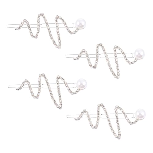 ERINGOGO 4 Stück Teiliges Wasserstrahl Haarklammern mit Funkelnden Strasssteinen Wellenförmige Haarspangen für Damen Leichter Haarschmuck für Hochzeit Party und Alltag Silberfarben von ERINGOGO
